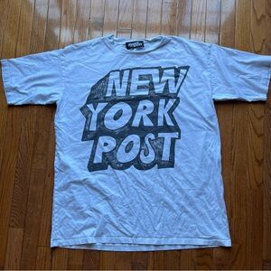 Jeremy Scott New York Post T-Shirt Short Sleeve White Size XL Oversized Loose